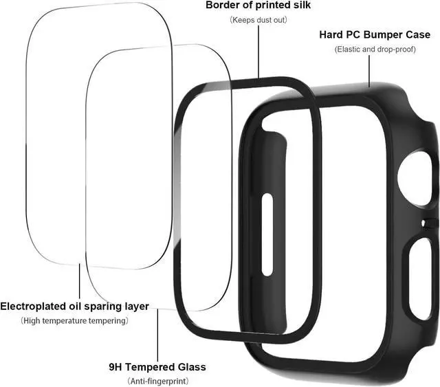 Alt view image 2 of 6 - WERLEO 6 Pack Case with Tempered Glass Screen Protector for Apple Watch Series 3 Series 2 Series 1 38mm, Ultra-Thin Scratch Resistant Full Protective Hard PC Bumper Cover for iWatch 38mm Accessories