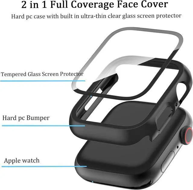 Alt view image 2 of 7 - WERLEO [6 Pack] Case for Apple Watch 40mm SE 2nd Gen Series 6 5 4 SE with Tempered Glass Screen Protector, Ultra-Thin Full Coverage Hard PC Protective Face Cover for iWatch 40mm