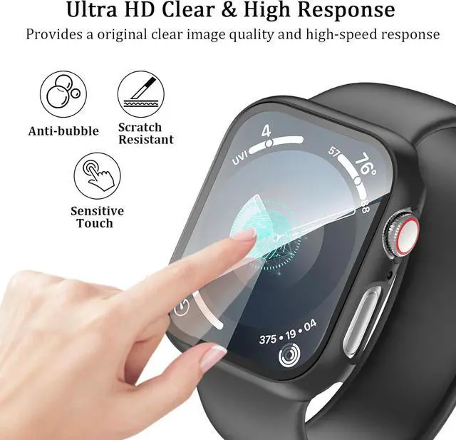 Alt view image 3 of 7 - WERLEO [6 Pack] Case for Apple Watch 41mm Series 9 & 8 with Tempered Glass Screen Protector, Ultra-Thin Full Coverage Hard PC Protective Face Cover