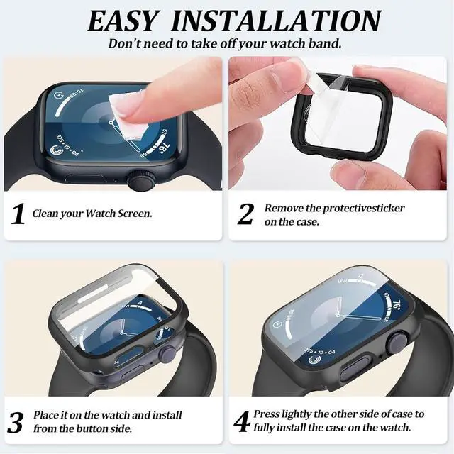 Alt view image 7 of 7 - WERLEO [6 Pack] Case for Apple Watch 41mm Series 9 & 8 with Tempered Glass Screen Protector, Ultra-Thin Full Coverage Hard PC Protective Face Cover