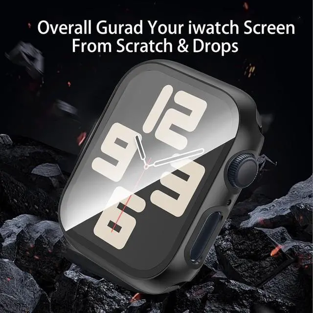 Alt view image 5 of 7 - WERLEO [6 Pack for Apple Watch Case SE 2nd Gen Series 6 5 4 SE 44mm Screen Protector, Ultra-Thin Tempered Glass, Full Coverage Hard PC Face Cover for iWatch 44mm