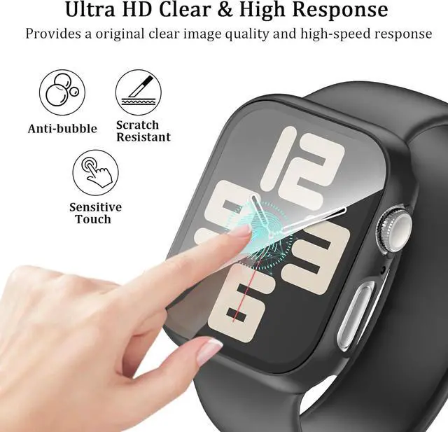 Alt view image 2 of 7 - WERLEO [6 Pack for Apple Watch Case SE 2nd Gen Series 6 5 4 SE 44mm Screen Protector, Ultra-Thin Tempered Glass, Full Coverage Hard PC Face Cover for iWatch 44mm