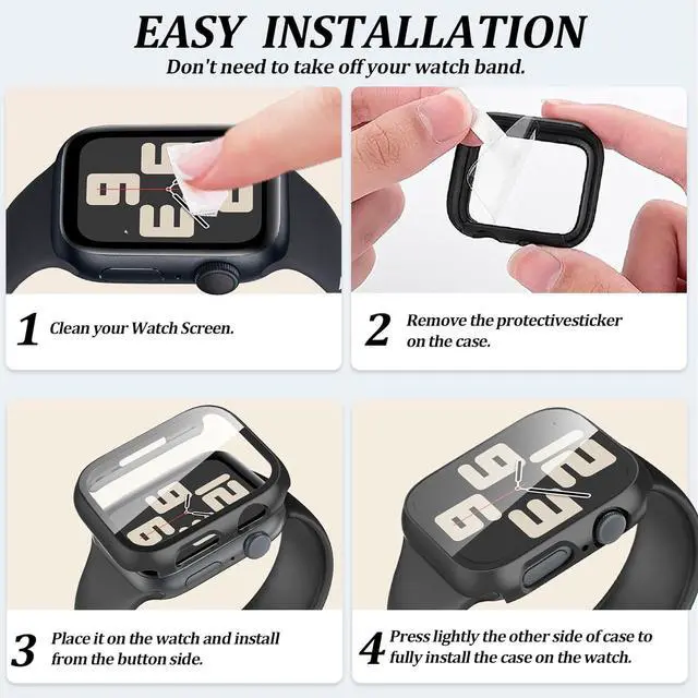 Alt view image 7 of 7 - WERLEO [6 Pack for Apple Watch Case SE 2nd Gen Series 6 5 4 SE 44mm Screen Protector, Ultra-Thin Tempered Glass, Full Coverage Hard PC Face Cover for iWatch 44mm