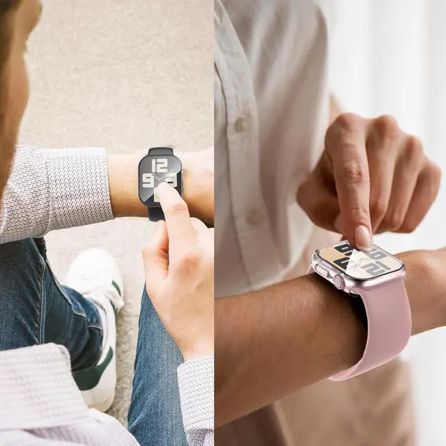 Alt view image 6 of 7 - WERLEO [6 Pack for Apple Watch Case SE 2nd Gen Series 6 5 4 SE 44mm Screen Protector, Ultra-Thin Tempered Glass, Full Coverage Hard PC Face Cover for iWatch 44mm