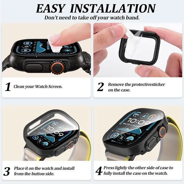 Alt view image 7 of 7 - WERLEO [6 Pack] Case for Apple Watch Ultra 2/Ultra 49mm Screen Protector, Ultra-Thin Tempered Glass, Full Coverage Scratch-Resistant Hard PC Protective Cover for iWatch 49mm