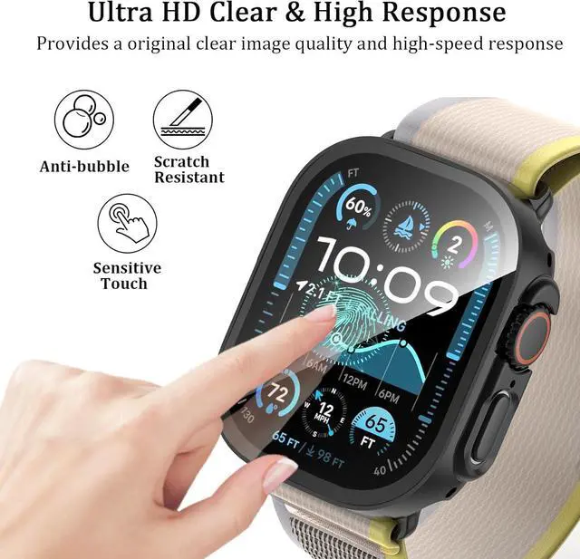 Alt view image 3 of 7 - WERLEO [6 Pack] Case for Apple Watch Ultra 2/Ultra 49mm Screen Protector, Ultra-Thin Tempered Glass, Full Coverage Scratch-Resistant Hard PC Protective Cover for iWatch 49mm