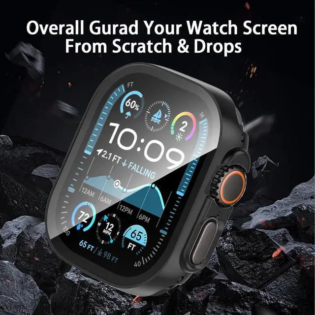 Alt view image 5 of 7 - WERLEO [6 Pack] Case for Apple Watch Ultra 2/Ultra 49mm Screen Protector, Ultra-Thin Tempered Glass, Full Coverage Scratch-Resistant Hard PC Protective Cover for iWatch 49mm