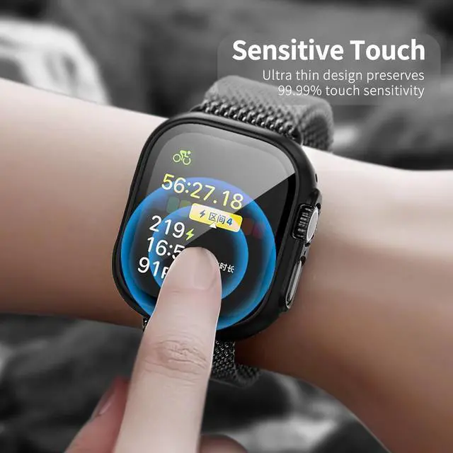 Alt view image 6 of 6 - WERLEO Case for Apple Watch Ultra 2 (2025) / Ultra Screen Protector With Tempered Glass Protective Film Hard PC Bumper Cover for iWatch 49mm