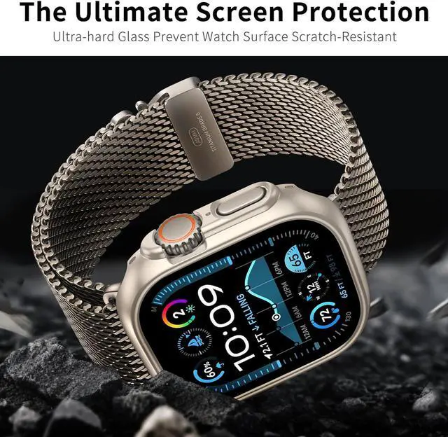 Alt view image 4 of 6 - WERLEO Case for Apple Watch Ultra 2 (2025) / Ultra Screen Protector With Tempered Glass Protective Film Hard PC Bumper Cover for iWatch 49mm