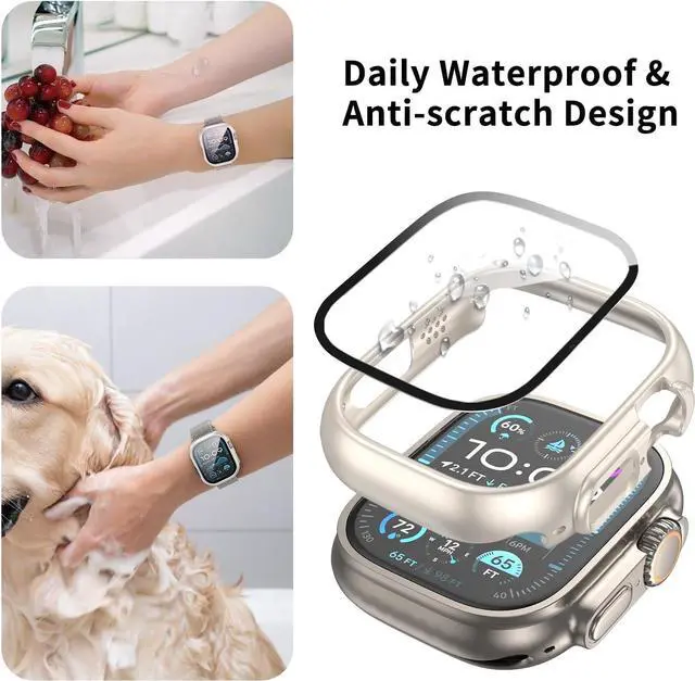 Alt view image 2 of 6 - WERLEO Case for Apple Watch Ultra 2 (2025) / Ultra Screen Protector With Tempered Glass Protective Film Hard PC Bumper Cover for iWatch 49mm