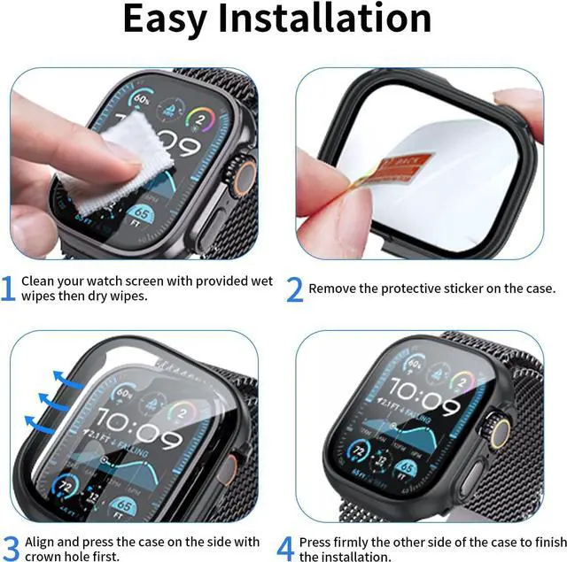 Alt view image 5 of 6 - WERLEO Case for Apple Watch Ultra 2 (2025) / Ultra Screen Protector With Tempered Glass Protective Film Hard PC Bumper Cover for iWatch 49mm