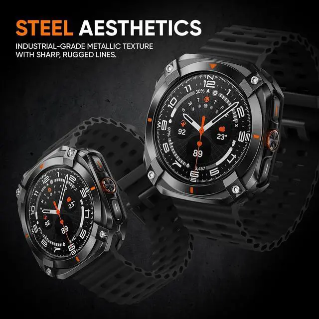 Alt view image 6 of 7 - WERLEO Metal Case for Samsung Galaxy Watch Ultra (2025/2024), Rugged Stainless Steel Protective Bezel with Back Cover, Bumper Cover for Samsung Galaxy Ultra Watch 47mm