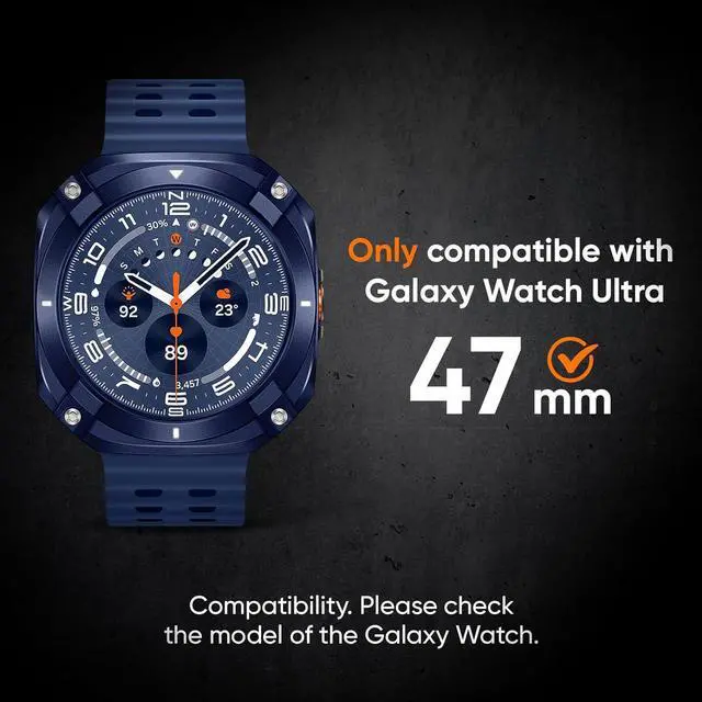 Alt view image 2 of 7 - WERLEO Metal Case for Samsung Galaxy Watch Ultra (2025/2024), Rugged Stainless Steel Protective Bezel with Back Cover, Bumper Cover for Samsung Galaxy Ultra Watch 47mm Blue