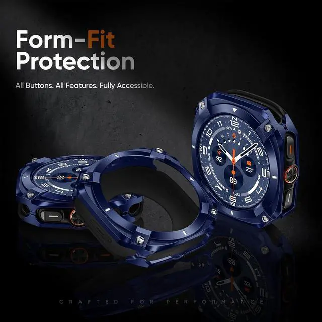 Alt view image 6 of 7 - WERLEO Metal Case for Samsung Galaxy Watch Ultra (2025/2024), Rugged Stainless Steel Protective Bezel with Back Cover, Bumper Cover for Samsung Galaxy Ultra Watch 47mm Blue