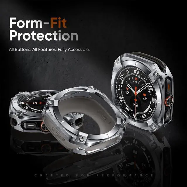 Alt view image 6 of 7 - WERLEO Metal Case for Samsung Galaxy Watch Ultra (2025/2024), Rugged Stainless Steel Protective Bezel with Back Cover, Bumper Cover for Samsung Galaxy Ultra Watch 47mm Silver