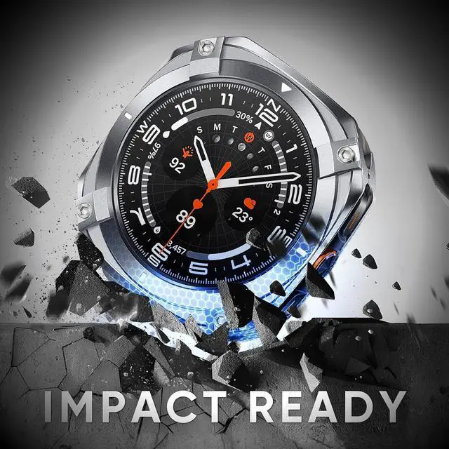 Alt view image 4 of 7 - WERLEO Metal Case for Samsung Galaxy Watch Ultra (2025/2024), Rugged Stainless Steel Protective Bezel with Back Cover, Bumper Cover for Samsung Galaxy Ultra Watch 47mm Silver