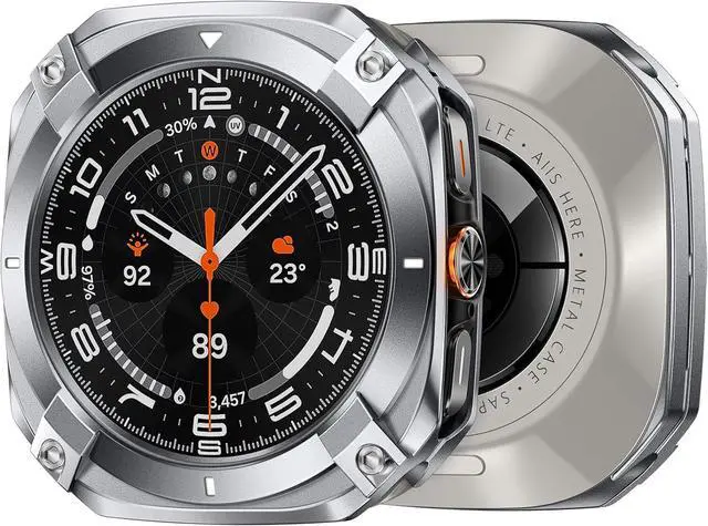 Main image of WERLEO Metal Case for Samsung Galaxy Watch Ultra (2025/2024), Rugged Stainless Steel Protective Bezel with Back Cover, Bumper Cover for Samsung Galaxy Ultra Watch 47mm Silver