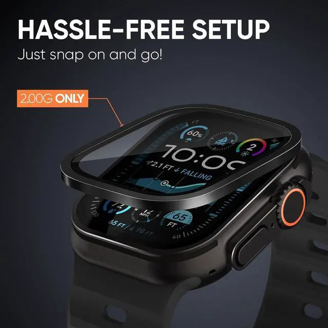 Alt view image 2 of 6 - WERLEO 2 Pack  Screen Protectors for Apple Watch Ultra 2/Ultra 49mm, Waterproof Titanium Matel Frame Keep Original Touch Sensitive 9H Tempered Glass Protective Film for iWatch 49mm