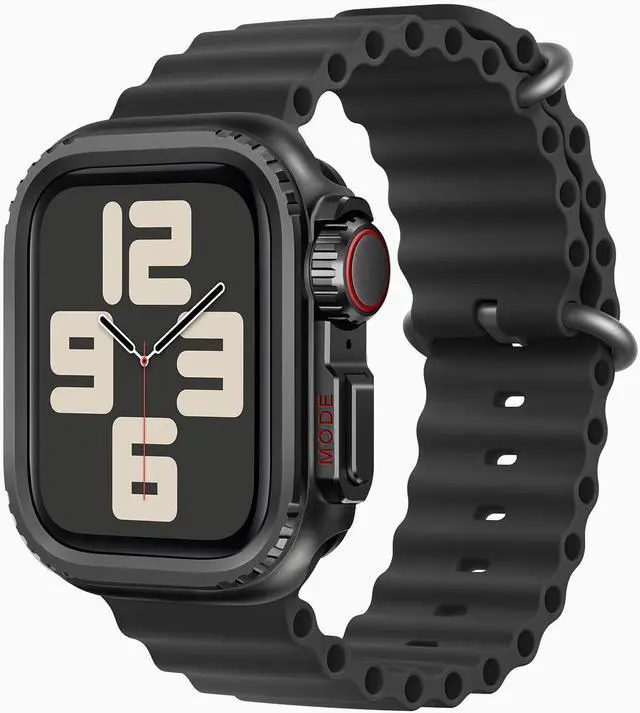 Alt view image 4 of 7 - WERLEO 2 in 1 Metal Case Compatible with Apple Watch Series 6/Series5/Series4/SE 44mm, Rugged Shockproof Metal Bumper Case with Back Cover for iWatch 44mm