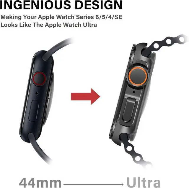 Alt view image 5 of 7 - WERLEO 2 in 1 Metal Case Compatible with Apple Watch Series 6/Series5/Series4/SE 44mm, Rugged Shockproof Metal Bumper Case with Back Cover for iWatch 44mm