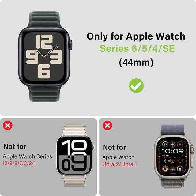 Alt view image 2 of 7 - WERLEO 2 in 1 Metal Case Compatible with Apple Watch Series 6/Series5/Series4/SE 44mm, Rugged Shockproof Metal Bumper Case with Back Cover for iWatch 44mm