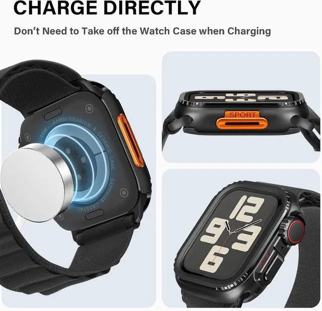 Alt view image 6 of 7 - WERLEO 2 in 1 Metal Case Compatible with Apple Watch Series 6/Series5/Series4/SE 44mm, Rugged Shockproof Metal Bumper Case with Back Cover for iWatch 44mm