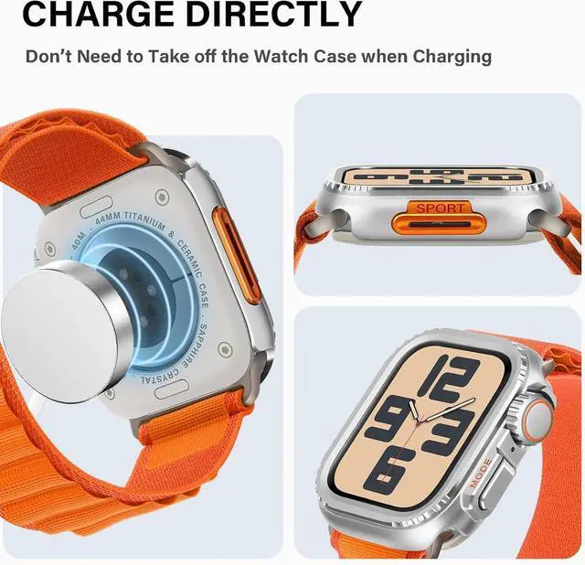 Alt view image 4 of 7 - WERLEO 2 in 1 Metal Case Compatible with Apple Watch Series 6/Series5/Series4/SE 44mm, Rugged Shockproof Metal Bumper Case with Back Cover for iWatch 44mm Silver