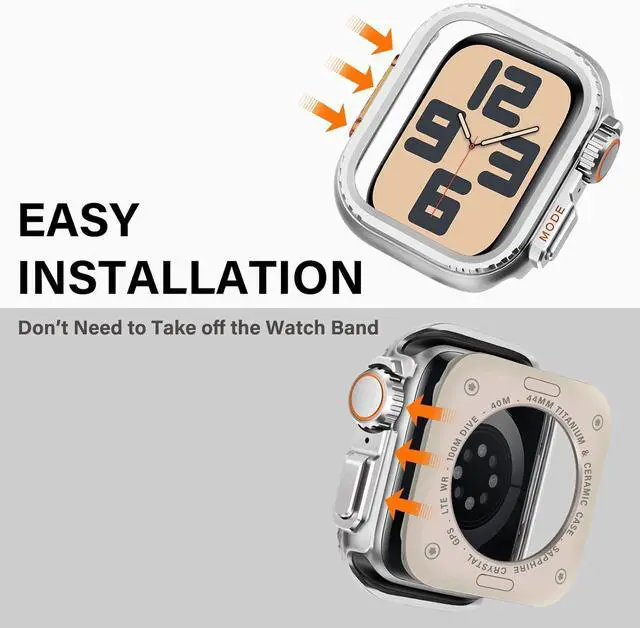 Alt view image 3 of 7 - WERLEO 2 in 1 Metal Case Compatible with Apple Watch Series 6/Series5/Series4/SE 44mm, Rugged Shockproof Metal Bumper Case with Back Cover for iWatch 44mm Silver