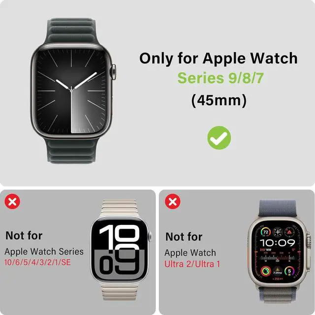 Alt view image 2 of 7 - WERLEO 2 in 1 Metal Case Compatible with Apple Watch Series 9/Series 8/Series 7 45mm, Rugged Shockproof Metal Bumper Case with Back Cover for iWatch 45mm