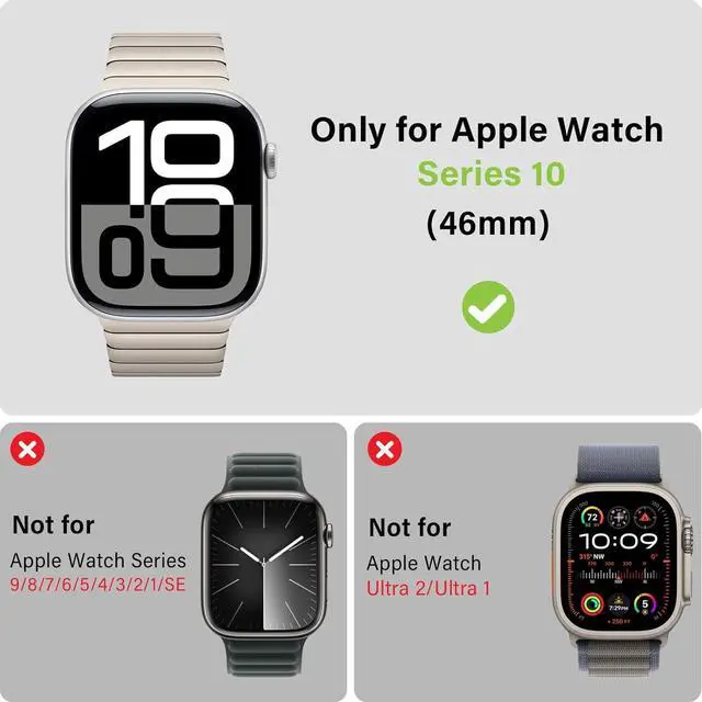 Alt view image 2 of 7 - WERLEO 2 in 1 Metal Case Compatible with Apple Watch Series 10 46mm, Rugged Shockproof Metal Bumper Case with Back Cover for iWatch 46mm Titanium