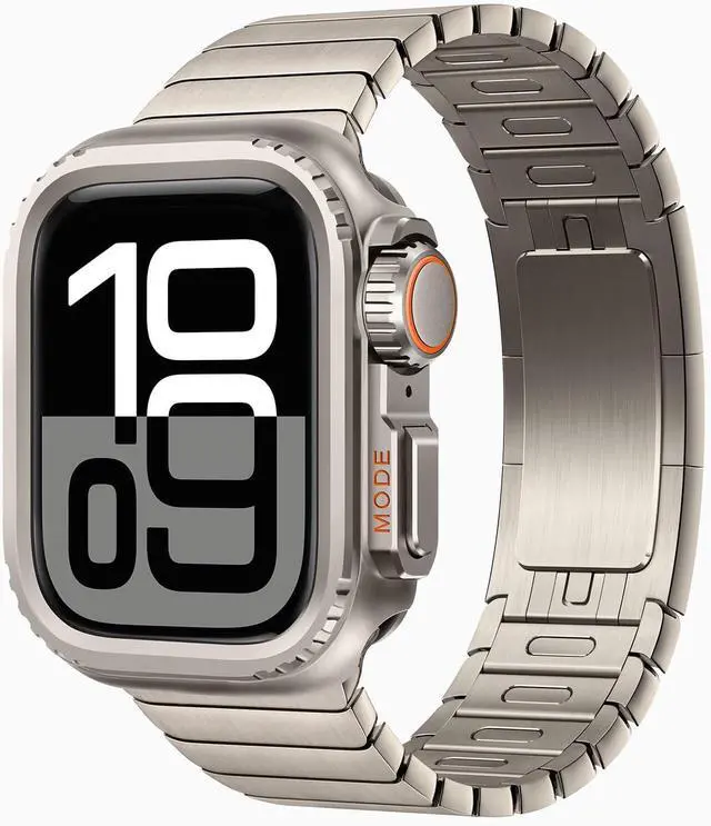 Alt view image 4 of 7 - WERLEO 2 in 1 Metal Case Compatible with Apple Watch Series 10 46mm, Rugged Shockproof Metal Bumper Case with Back Cover for iWatch 46mm Titanium