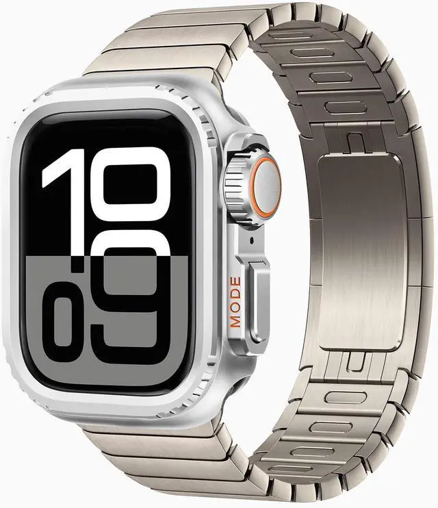 Alt view image 3 of 7 - WERLEO 2 in 1 Metal Case Compatible with Apple Watch Series 10 46mm, Rugged Shockproof Metal Bumper Case with Back Cover for iWatch 46mm Silver