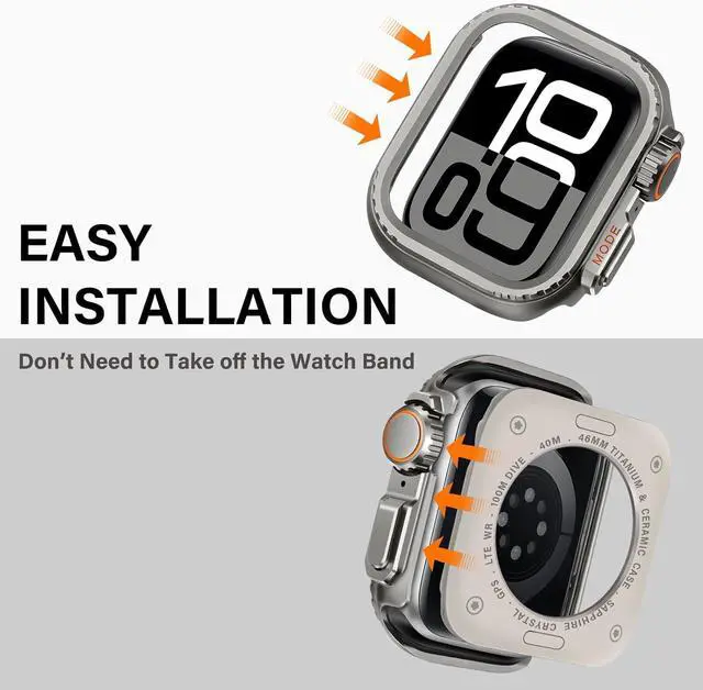 Alt view image 3 of 7 - WERLEO 2 in 1 Metal Case Compatible with Apple Watch Series 10 46mm, Rugged Shockproof Metal Bumper Case with Back Cover for iWatch 46mm Grey