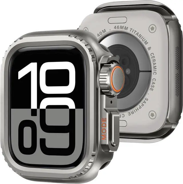 Main image of WERLEO 2 in 1 Metal Case Compatible with Apple Watch Series 10 46mm, Rugged Shockproof Metal Bumper Case with Back Cover for iWatch 46mm Grey