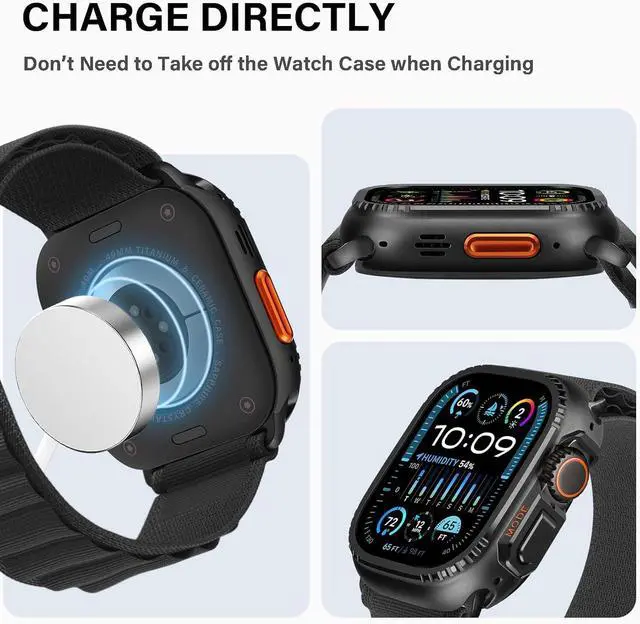 Alt view image 4 of 6 - WERLEO 2 in 1 Metal Case Compatible with Apple Watch Ultra 2/Ultra 49mm, Rugged Shockproof Metal Bumper Case with Back Cover for iWatch 49mm