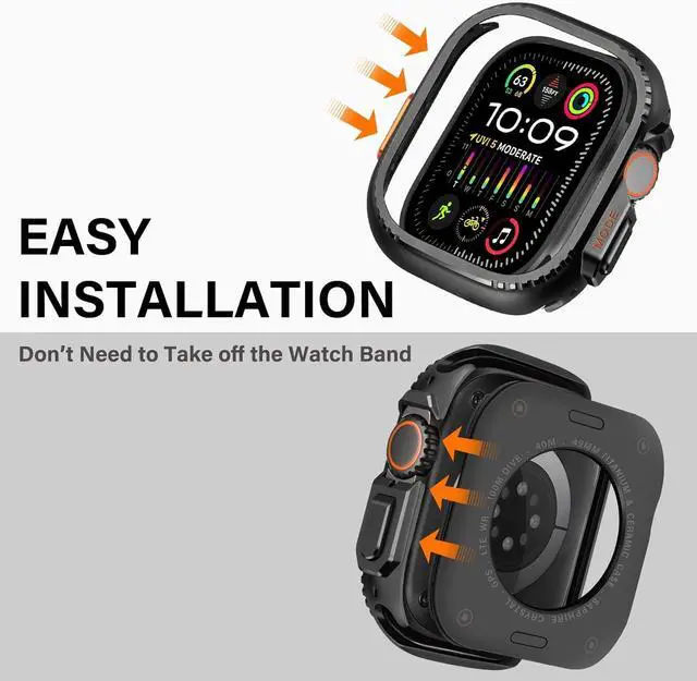 Alt view image 5 of 6 - WERLEO 2 in 1 Metal Case Compatible with Apple Watch Ultra 2/Ultra 49mm, Rugged Shockproof Metal Bumper Case with Back Cover for iWatch 49mm