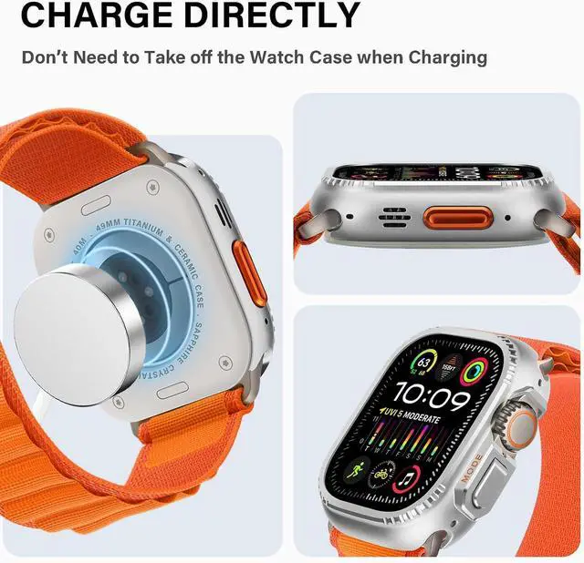 Alt view image 5 of 6 - WERLEO 2 in 1 Metal Case Compatible with Apple Watch Ultra 2/Ultra 49mm, Rugged Shockproof Metal Bumper Case with Back Cover for iWatch 49mm Silver