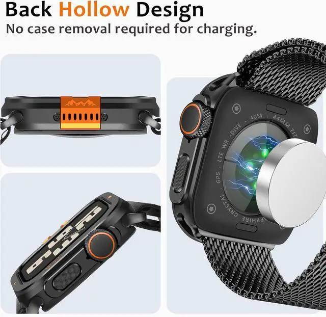 Alt view image 4 of 7 - WERLEO Metal Case Compatible with Apple Watch Series 6/SE/5/4 44mm with Back Cover, Rugged Protective Bumper Cover for iWatch 44mm