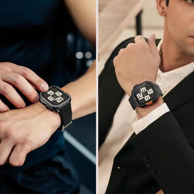 Alt view image 7 of 7 - WERLEO Metal Case Compatible with Apple Watch Series 6/SE/5/4 44mm with Back Cover, Rugged Protective Bumper Cover for iWatch 44mm