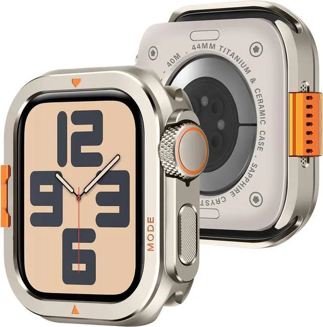 Main image of WERLEO Metal Case Compatible with Apple Watch Series 6/SE/5/4 44mm with Back Cover, Rugged Protective Bumper Cover for iWatch 44mm Titanium