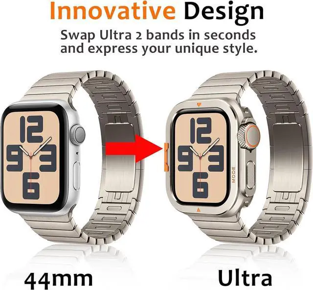Alt view image 4 of 7 - WERLEO Metal Case Compatible with Apple Watch Series 6/SE/5/4 44mm with Back Cover, Rugged Protective Bumper Cover for iWatch 44mm Titanium