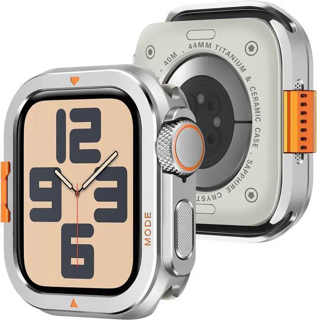 Main image of WERLEO Metal Case Compatible with Apple Watch Series 6/SE/5/4 44mm with Back Cover, Rugged Protective Bumper Cover for iWatch 44mm Silver