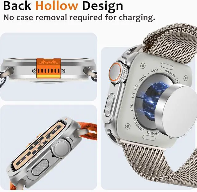 Alt view image 6 of 7 - WERLEO Metal Case Compatible with Apple Watch Series 6/SE/5/4 44mm with Back Cover, Rugged Protective Bumper Cover for iWatch 44mm Silver