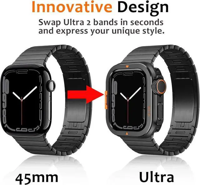 Alt view image 5 of 7 - WERLEO Metal Case Compatible with Apple Watch Series 9/8/7 45mm with Back Cover, Rugged Protective Bumper Cover for iWatch 45mm