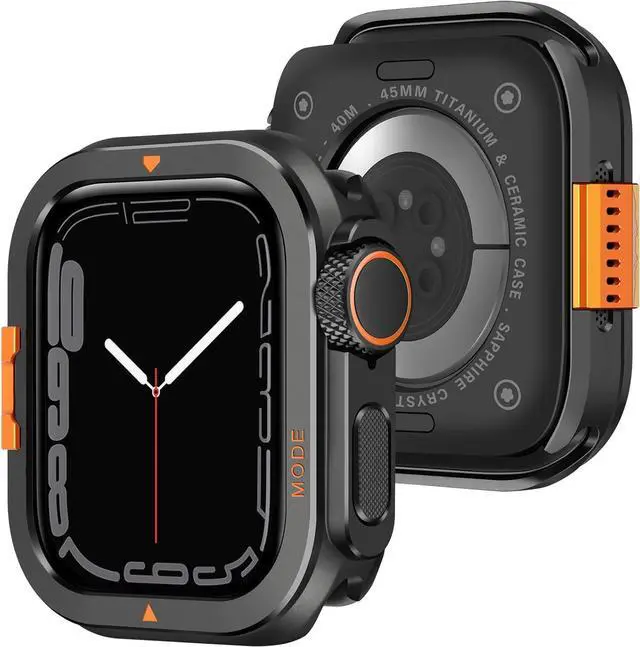 Main image of WERLEO Metal Case Compatible with Apple Watch Series 9/8/7 45mm with Back Cover, Rugged Protective Bumper Cover for iWatch 45mm