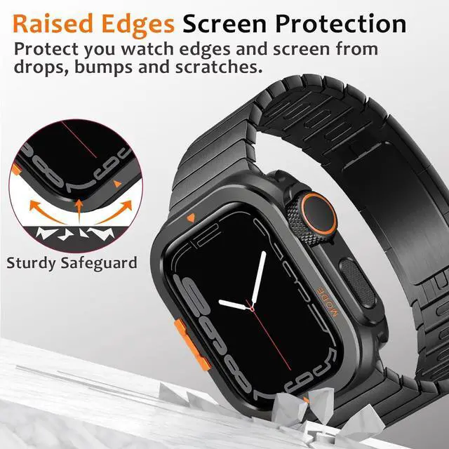 Alt view image 3 of 7 - WERLEO Metal Case Compatible with Apple Watch Series 9/8/7 45mm with Back Cover, Rugged Protective Bumper Cover for iWatch 45mm