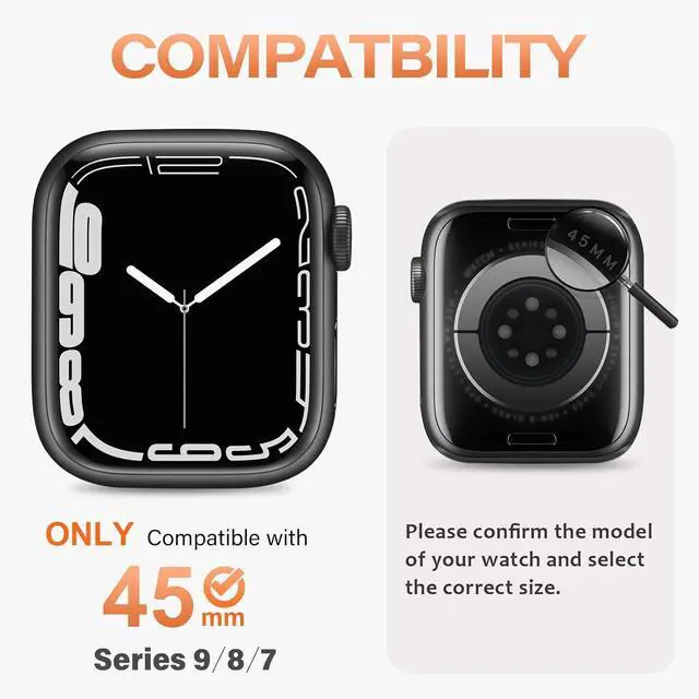 Alt view image 2 of 7 - WERLEO Metal Case Compatible with Apple Watch Series 9/8/7 45mm with Back Cover, Rugged Protective Bumper Cover for iWatch 45mm Silver