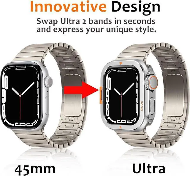 Alt view image 4 of 7 - WERLEO Metal Case Compatible with Apple Watch Series 9/8/7 45mm with Back Cover, Rugged Protective Bumper Cover for iWatch 45mm Silver