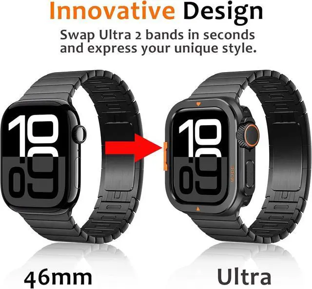 Alt view image 5 of 7 - WERLEO Metal Case Compatible with Apple Watch Series 10 46mm with Back Cover, Rugged Protective Bumper Cover for iWatch 46mm