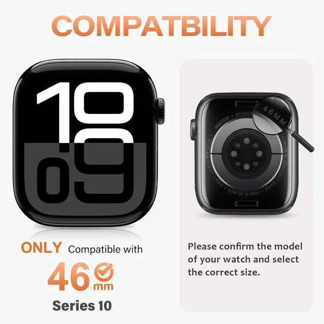 Alt view image 2 of 7 - WERLEO Metal Case Compatible with Apple Watch Series 10 46mm with Back Cover, Rugged Protective Bumper Cover for iWatch 46mm Titanium